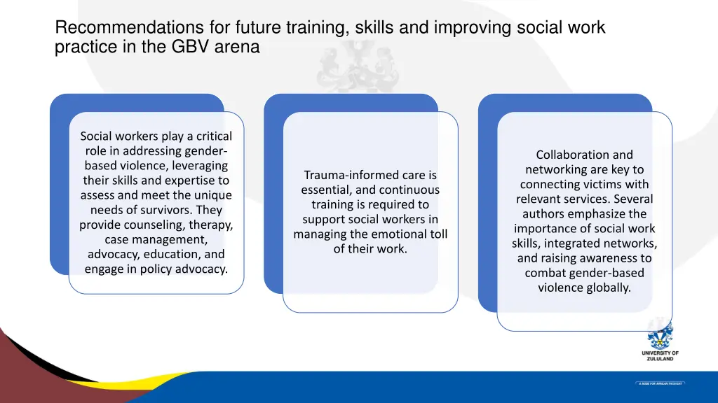 recommendations for future training skills