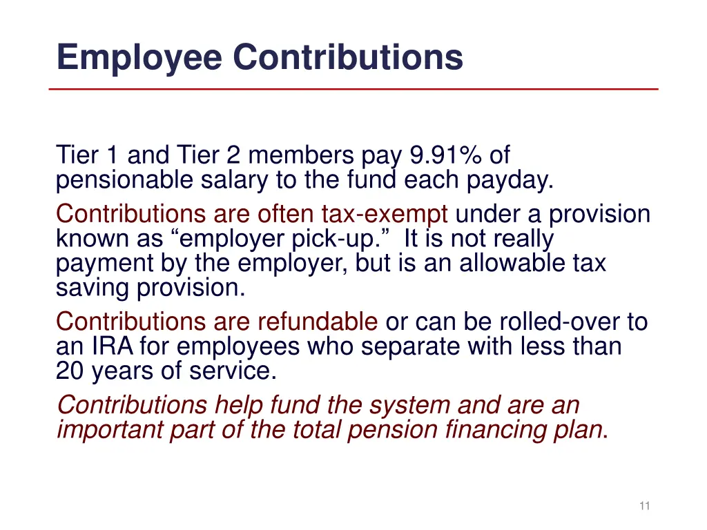 employee contributions