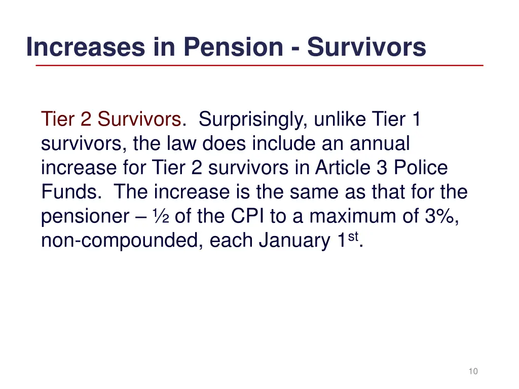 increases in pension survivors