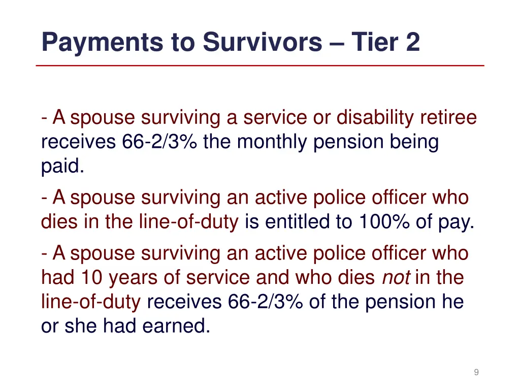 payments to survivors tier 2