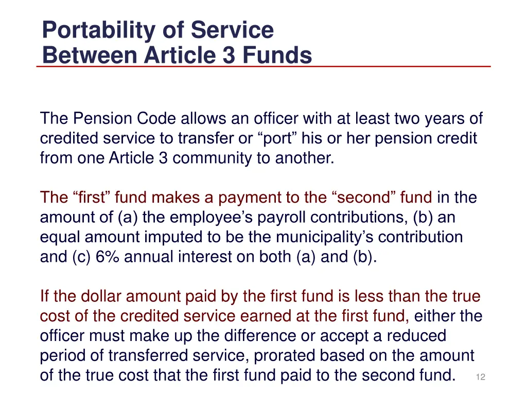 portability of service between article 3 funds