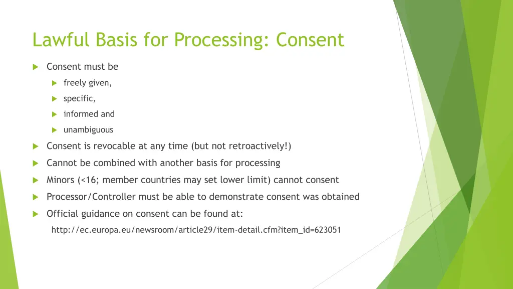 lawful basis for processing consent