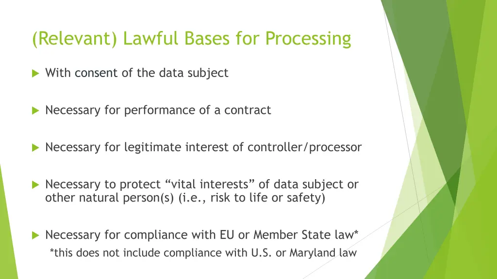 relevant lawful bases for processing