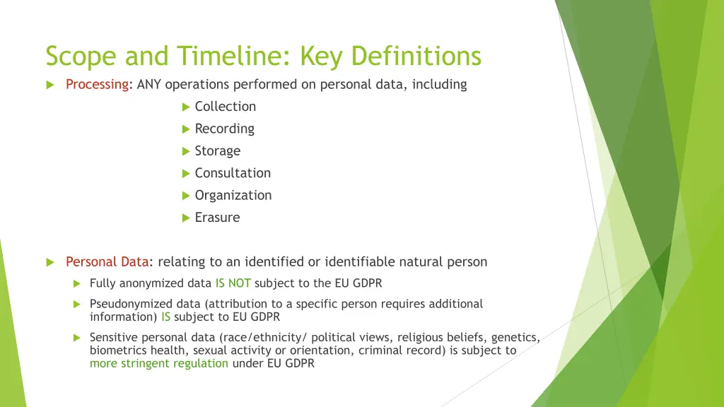 scope and timeline key definitions processing