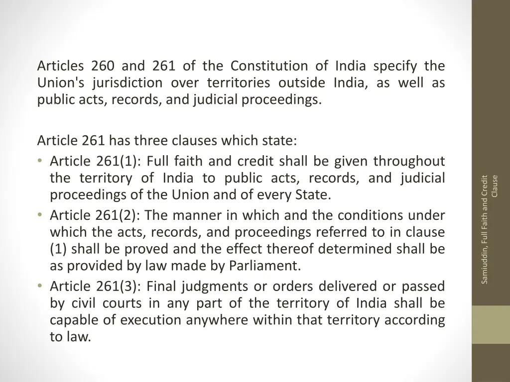 articles 260 and 261 of the constitution of india