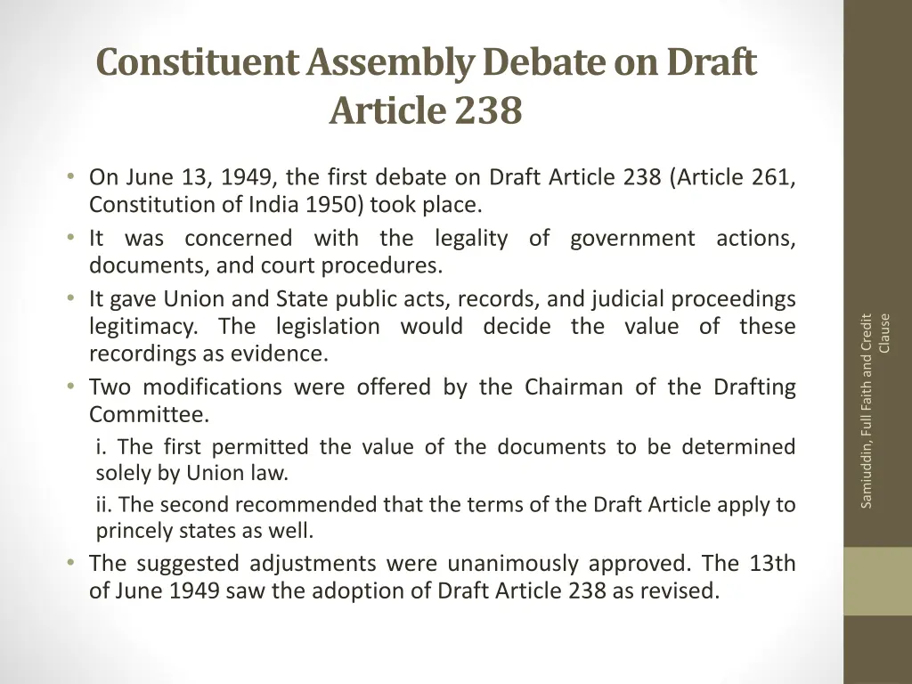 constituent assembly debate on draft article 238