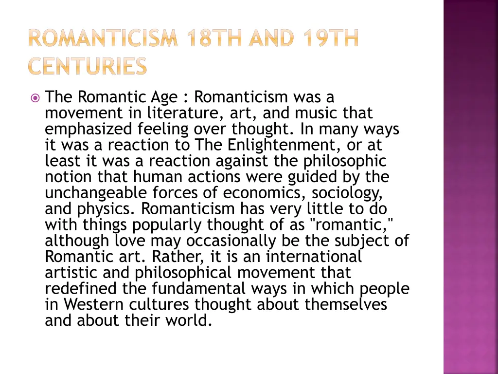 romanticism 18th and 19th centuries