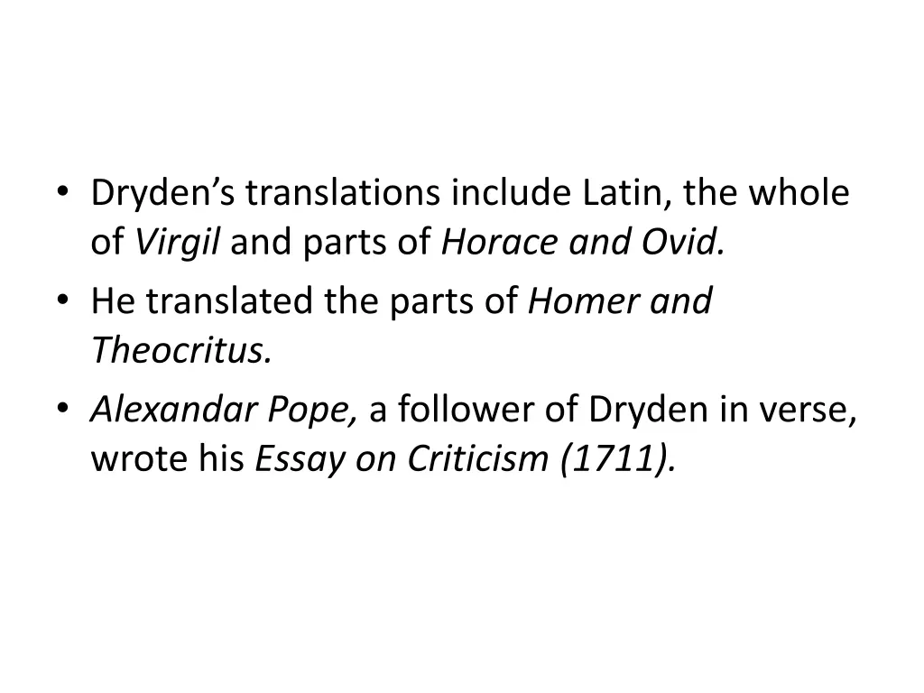 dryden s translations include latin the whole