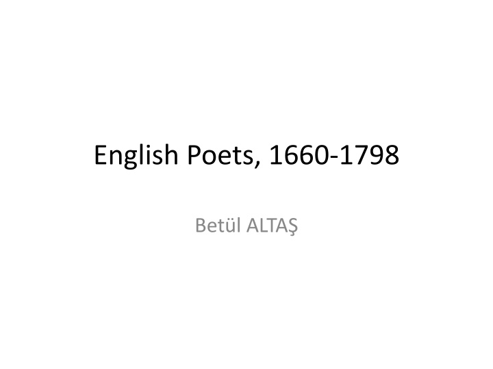 english poets 1660 1798