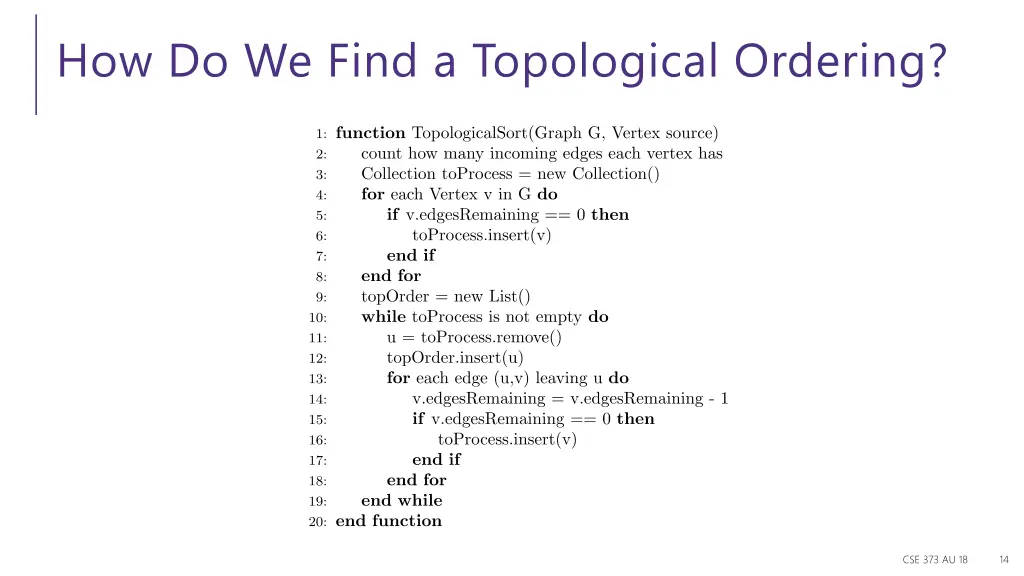 how do we find a topological ordering