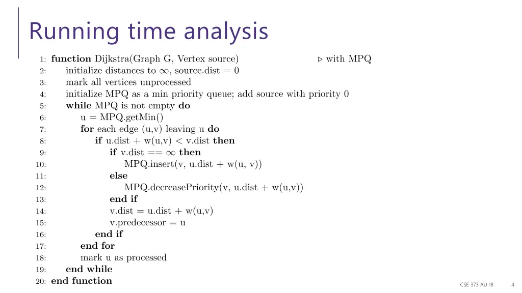 running time analysis