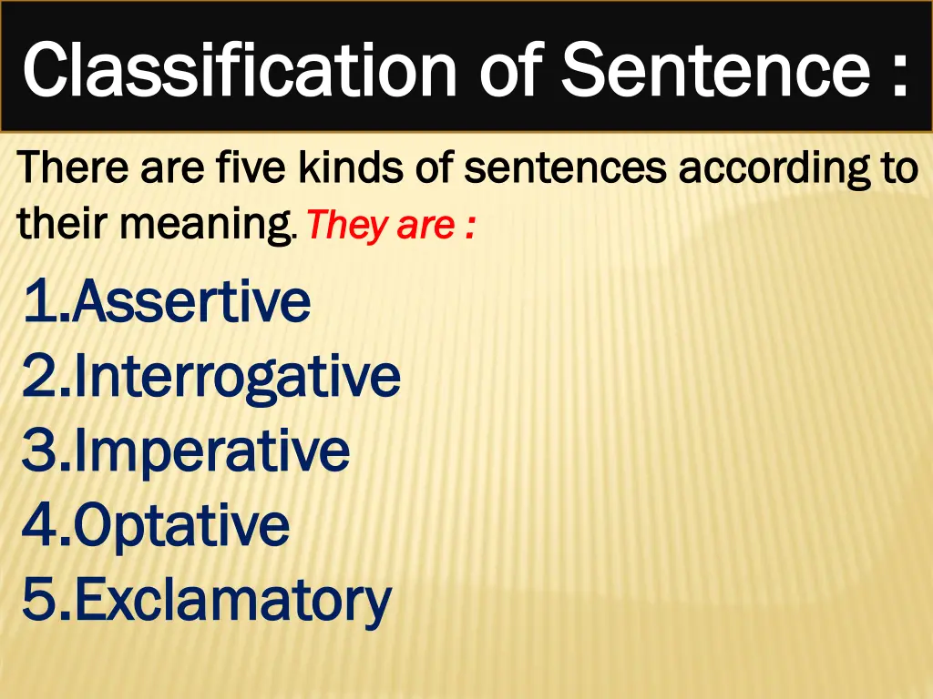 classification of sentence classification