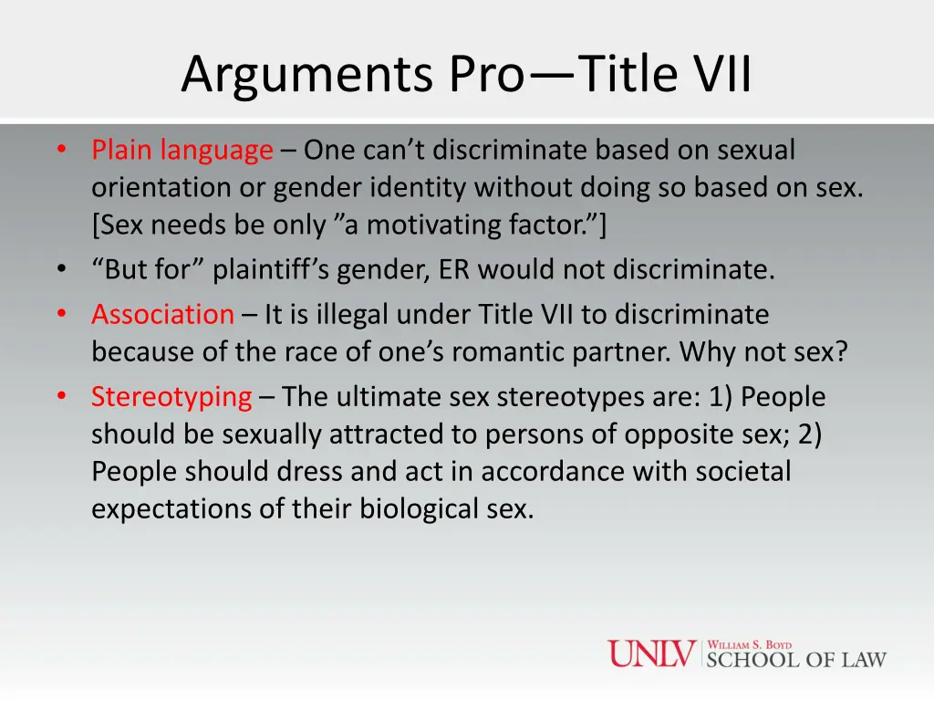 arguments pro title vii