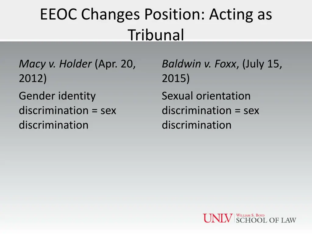 eeoc changes position acting as tribunal