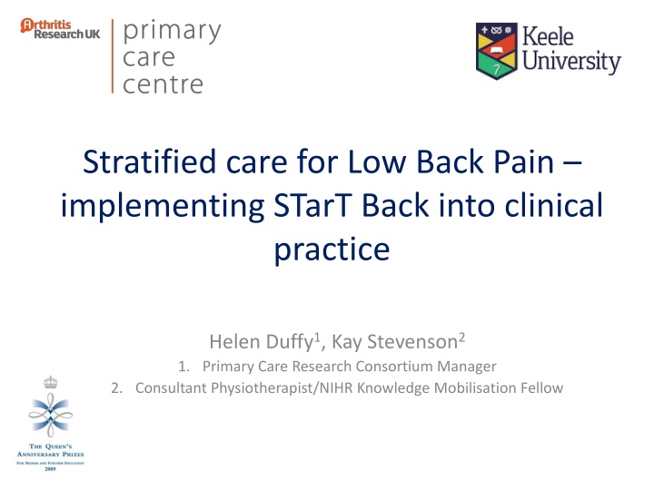 stratified care for low back pain implementing