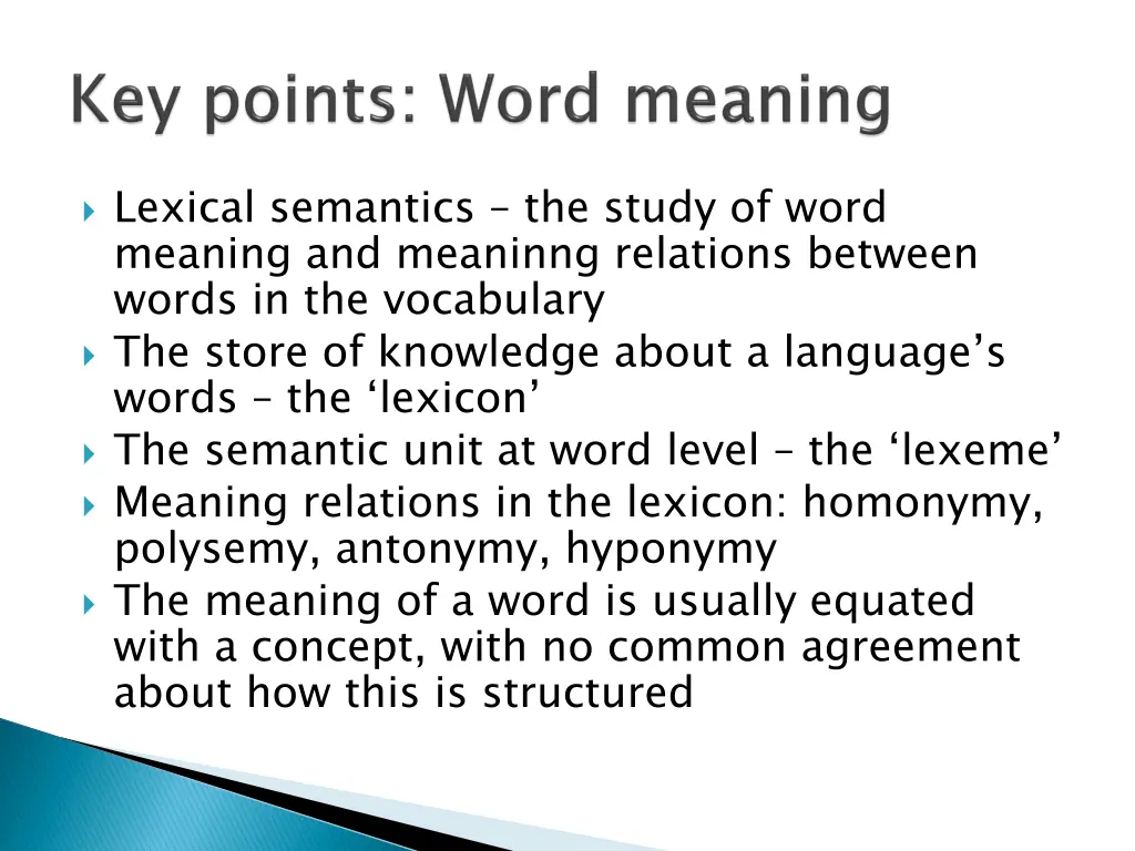 lexical semantics the study of word meaning