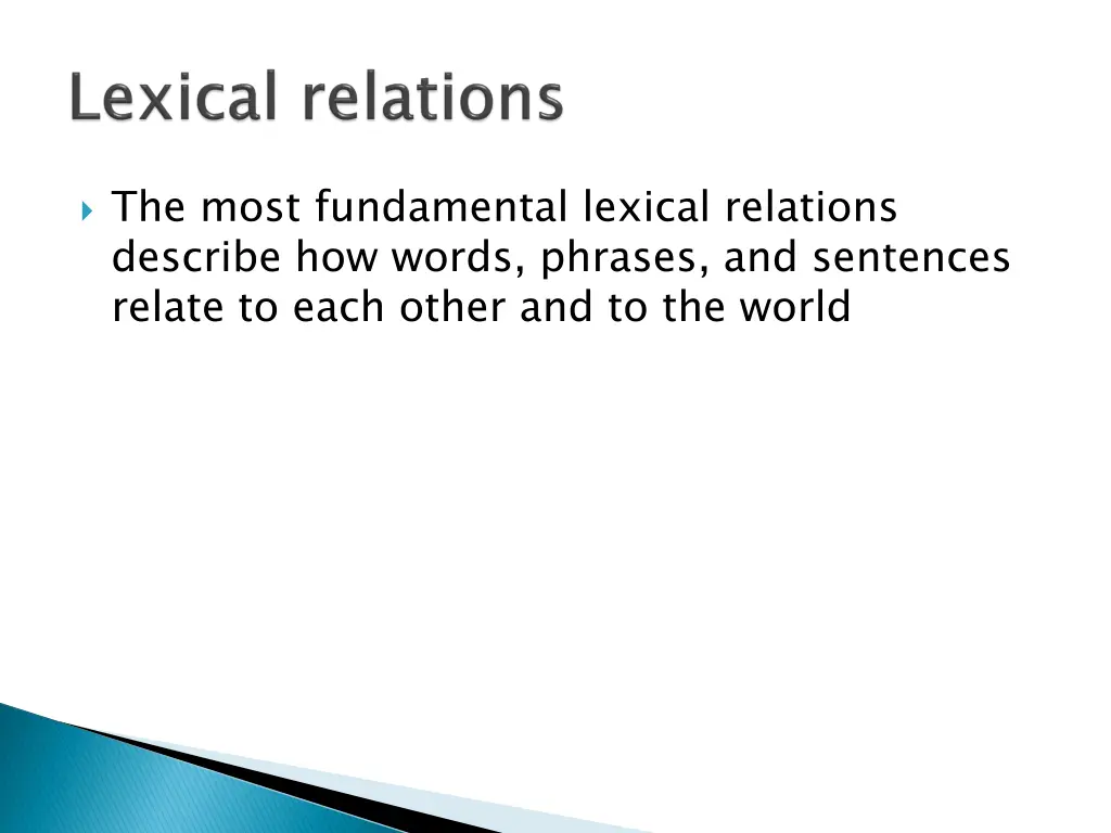 the most fundamental lexical relations describe