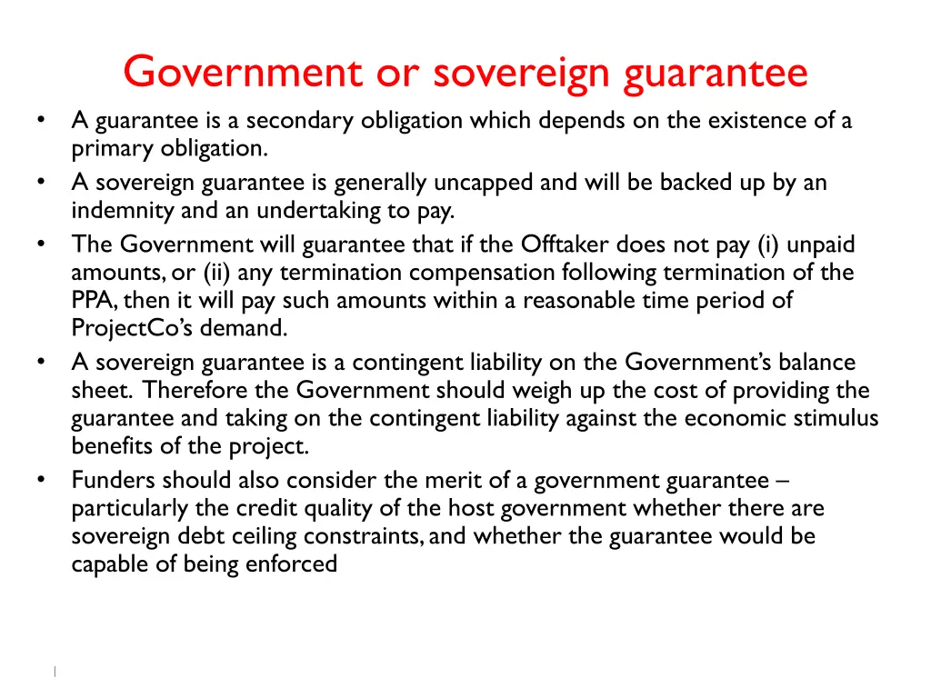 government or sovereign guarantee a guarantee