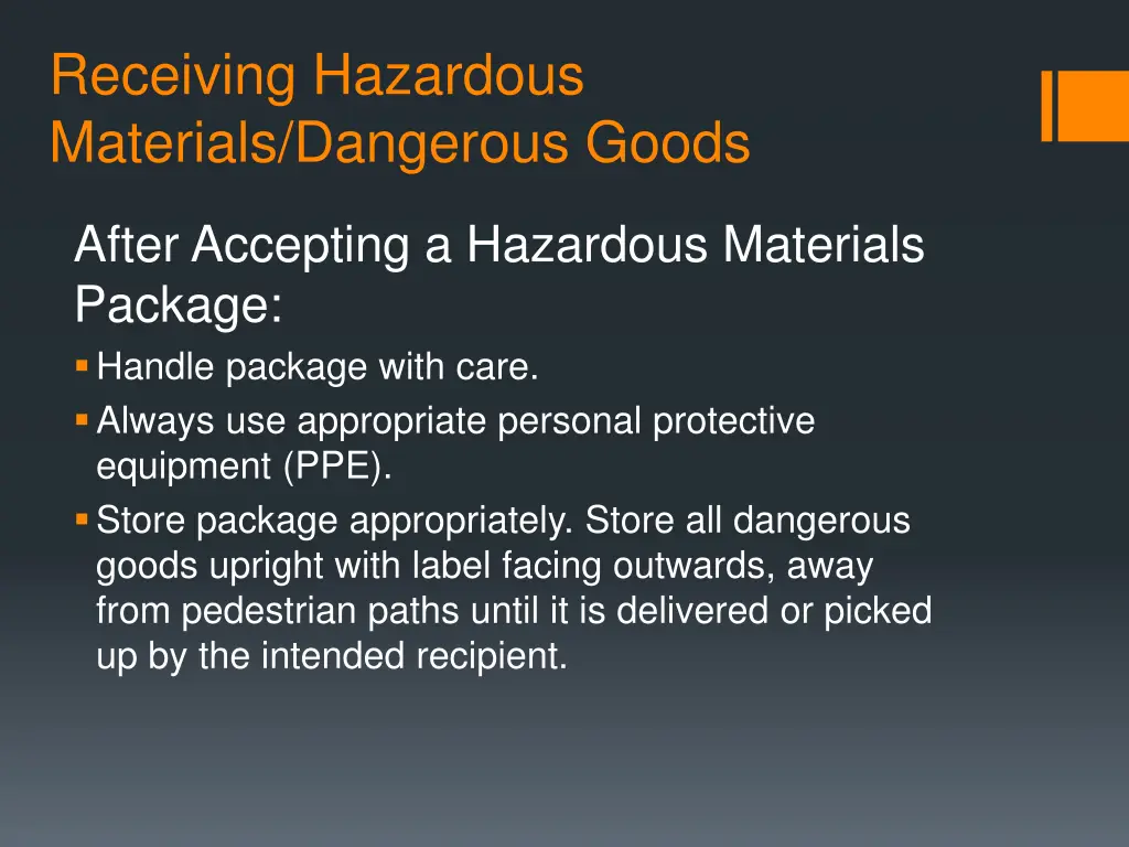 receiving hazardous materials dangerous goods 1