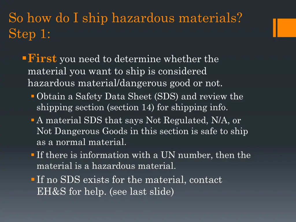 so how do i ship hazardous materials step 1