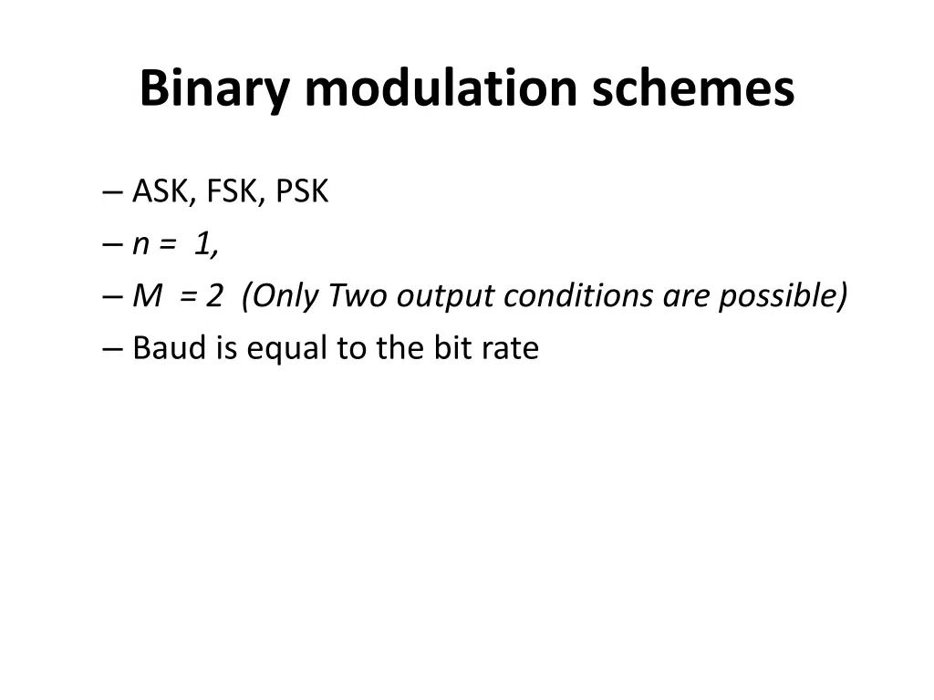 binary modulation schemes