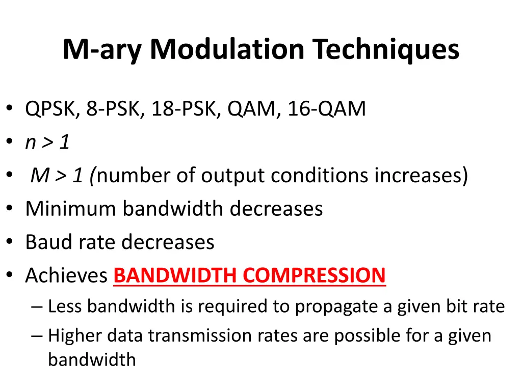 m ary modulation techniques