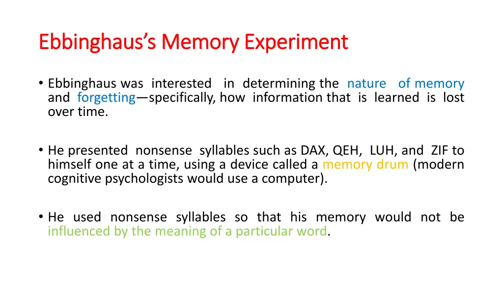 ebbinghaus s ebbinghaus s memory experiment