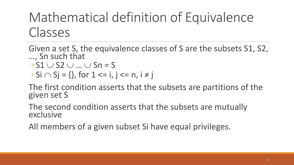 mathematical definition of equivalence classes