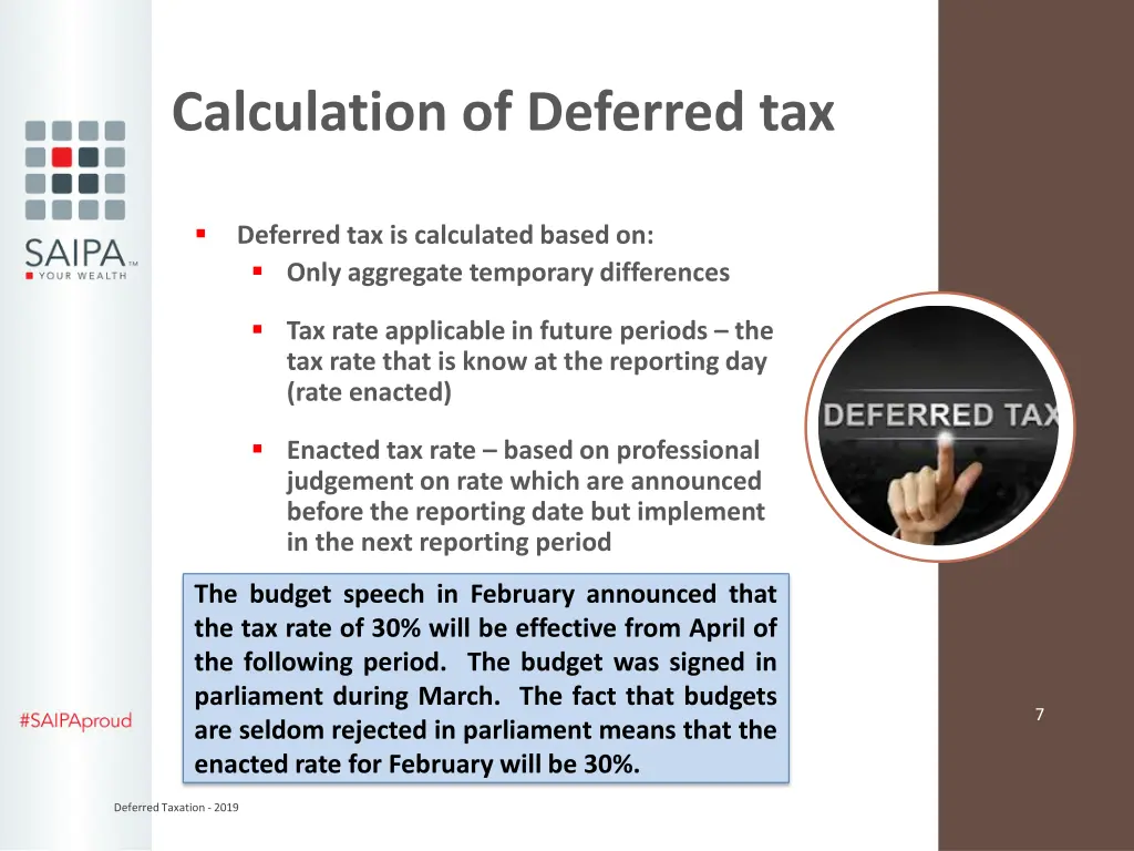 calculation of deferred tax