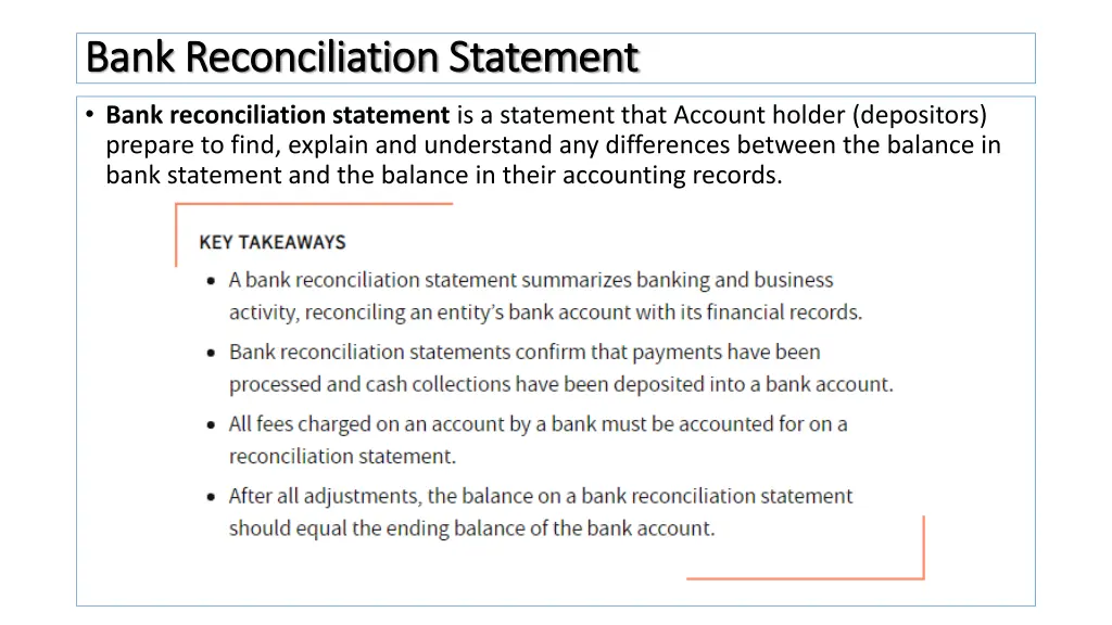 bank reconciliation statement bank reconciliation