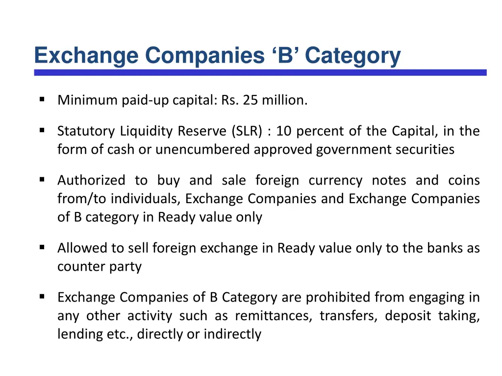 exchange companies b category