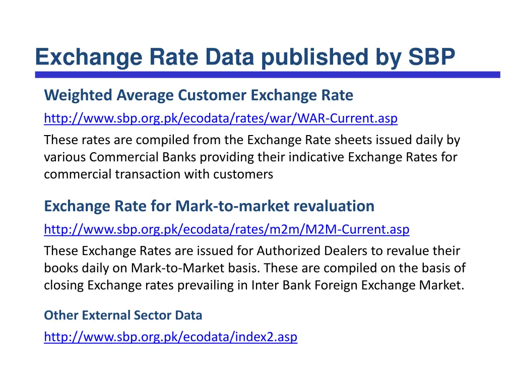 exchange rate data published by sbp