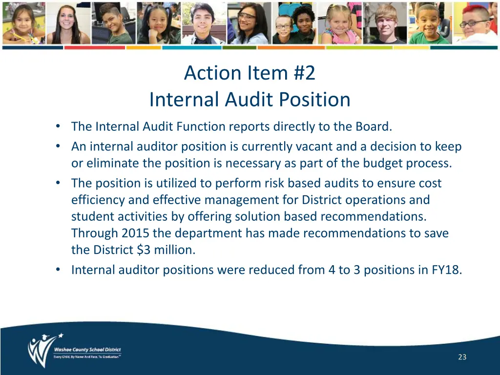 action item 2 internal audit position