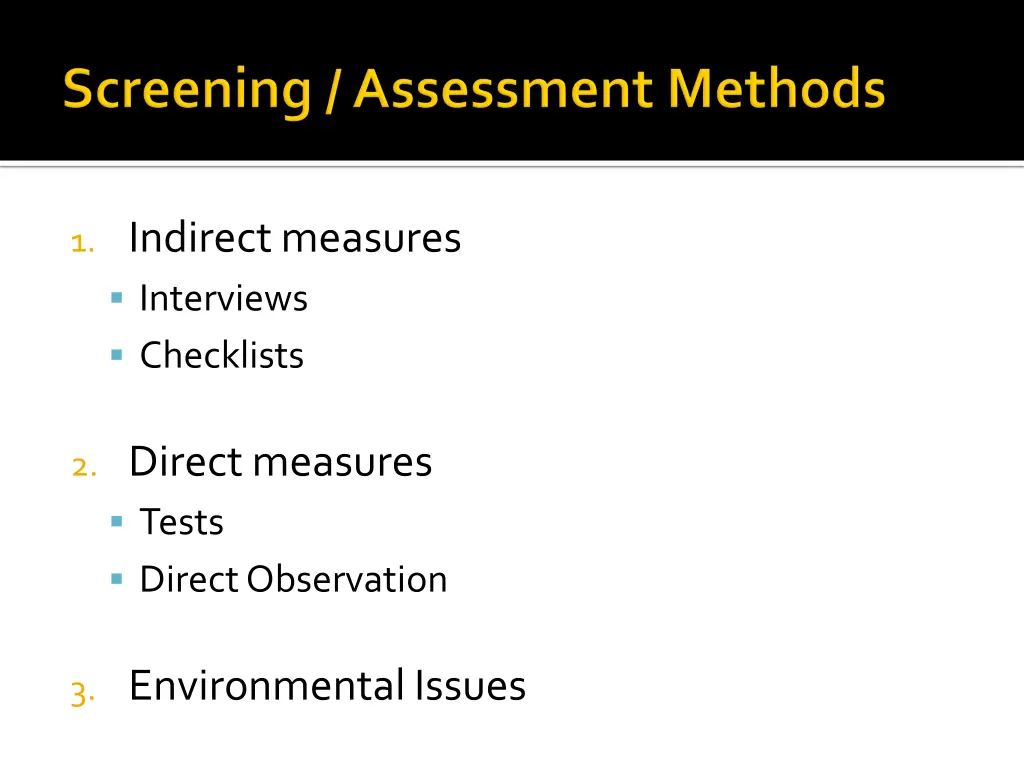 1 indirect measures interviews checklists