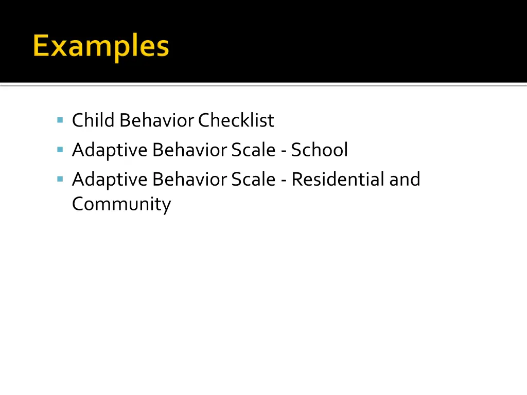 child behavior checklist adaptive behavior scale