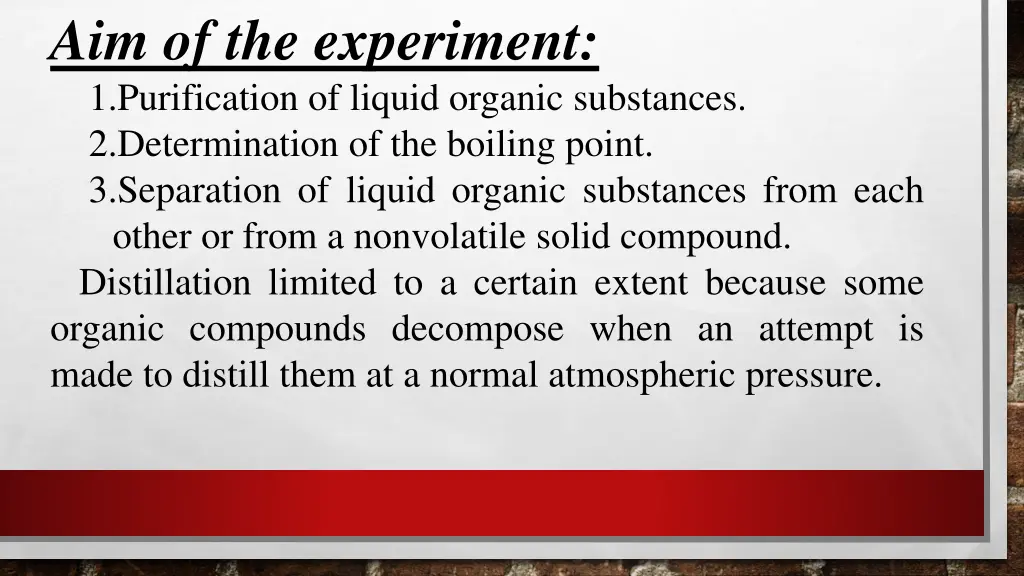 aim of the experiment 1 purification of liquid