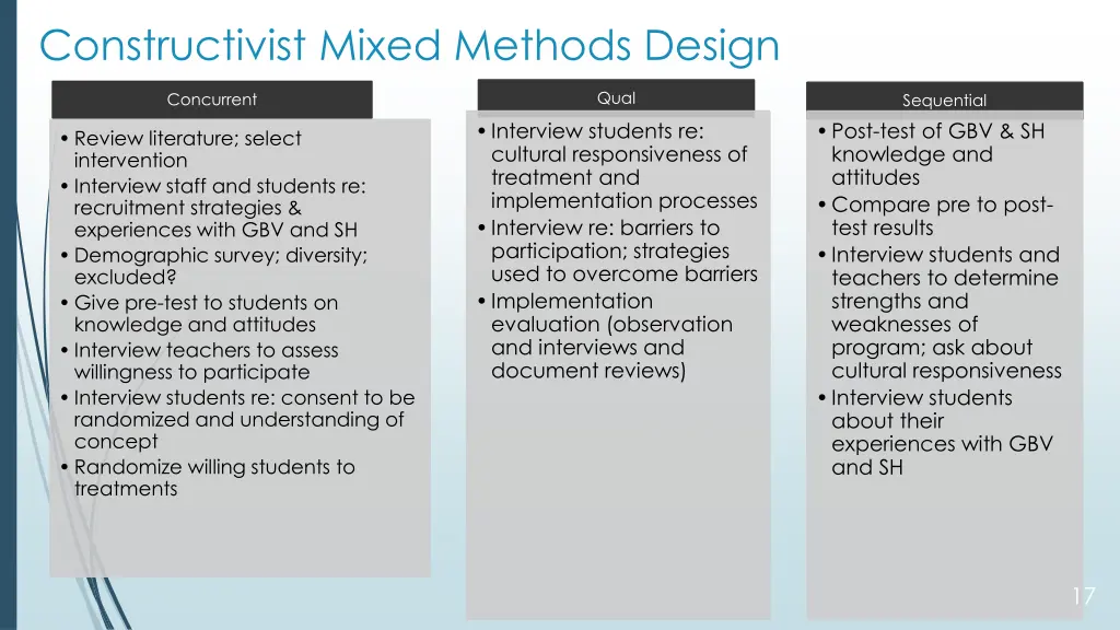 constructivist mixed methods design