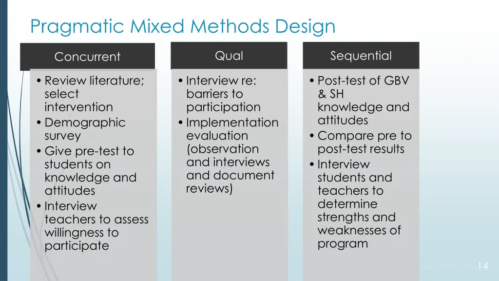 pragmatic mixed methods design