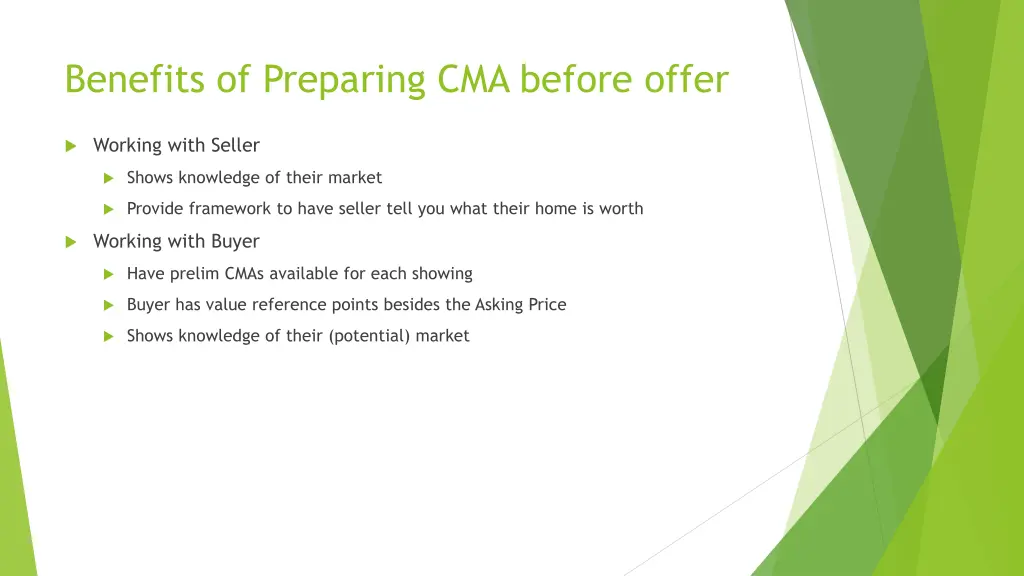 benefits of preparing cma before offer