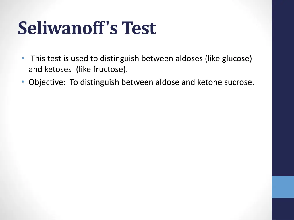 seliwanoff s test