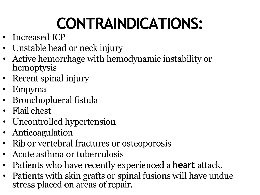 contraindications increased icp unstable head