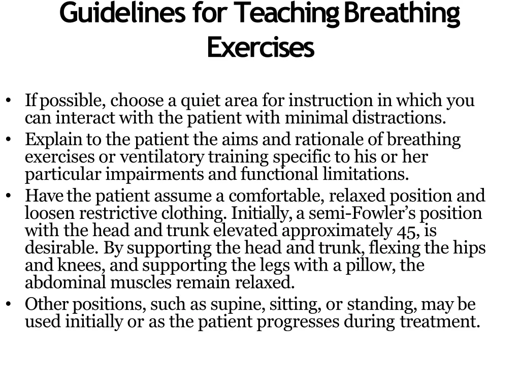 guidelines for teachingbreathing exercises