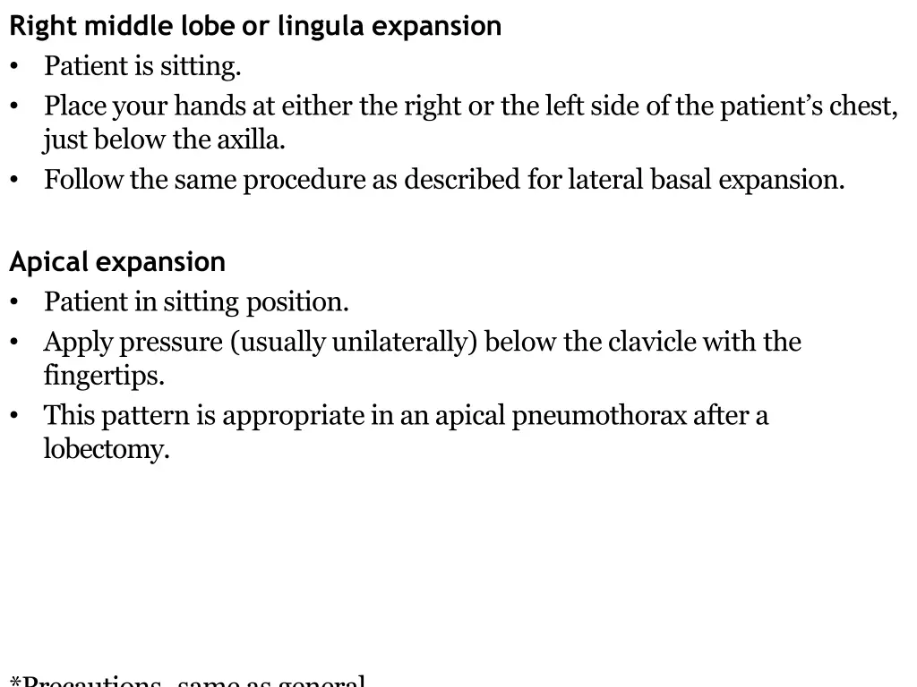 right middle lobe or lingula expansion patient