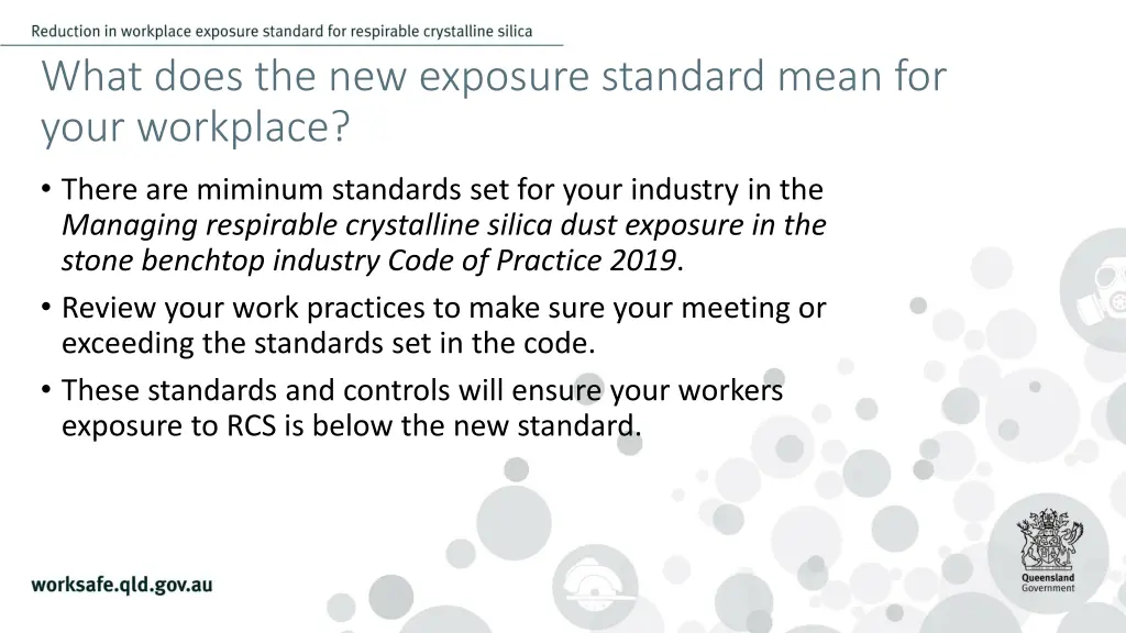 what does the new exposure standard mean for your 1