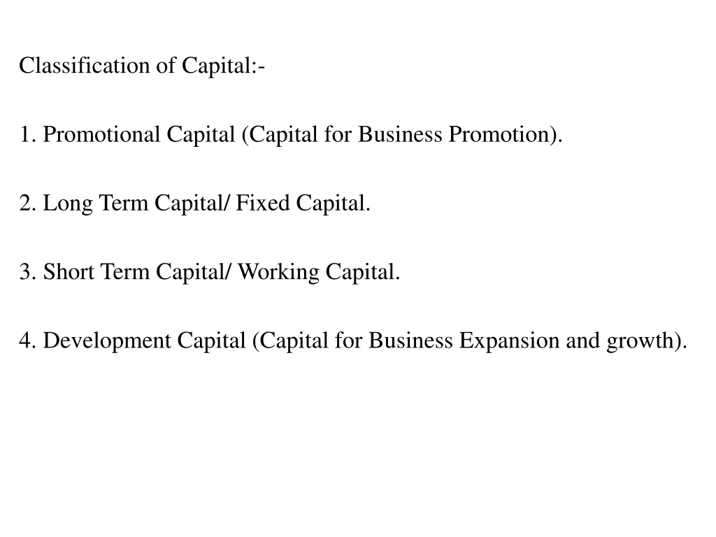 classification of capital