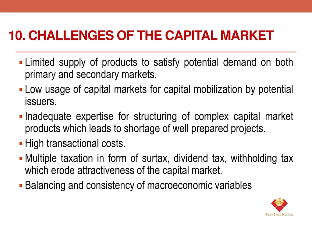 10 challenges of the capital market