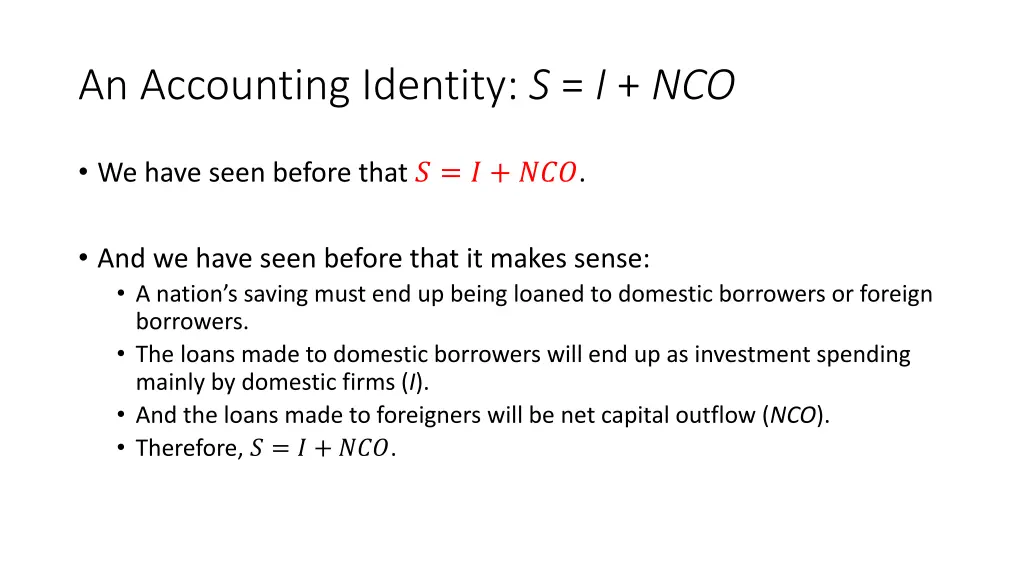 an accounting identity s i nco