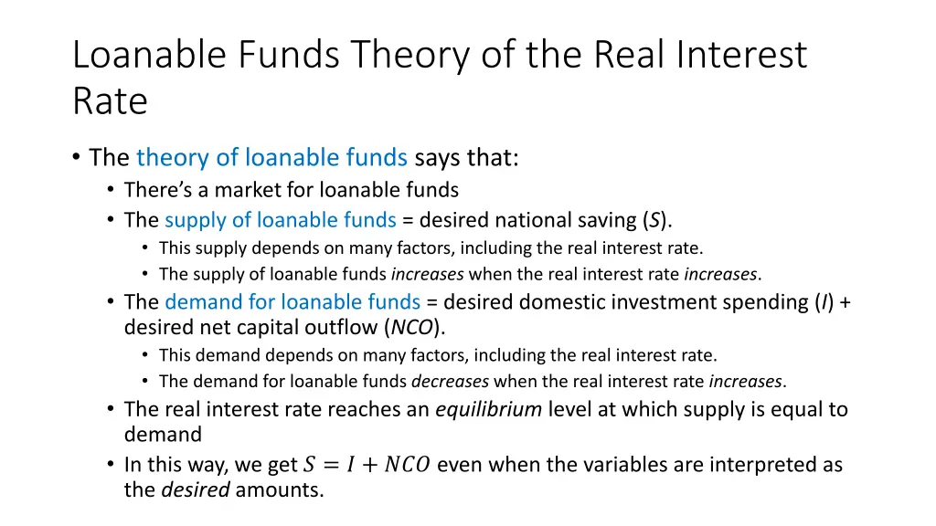 loanable funds theory of the real interest rate 1