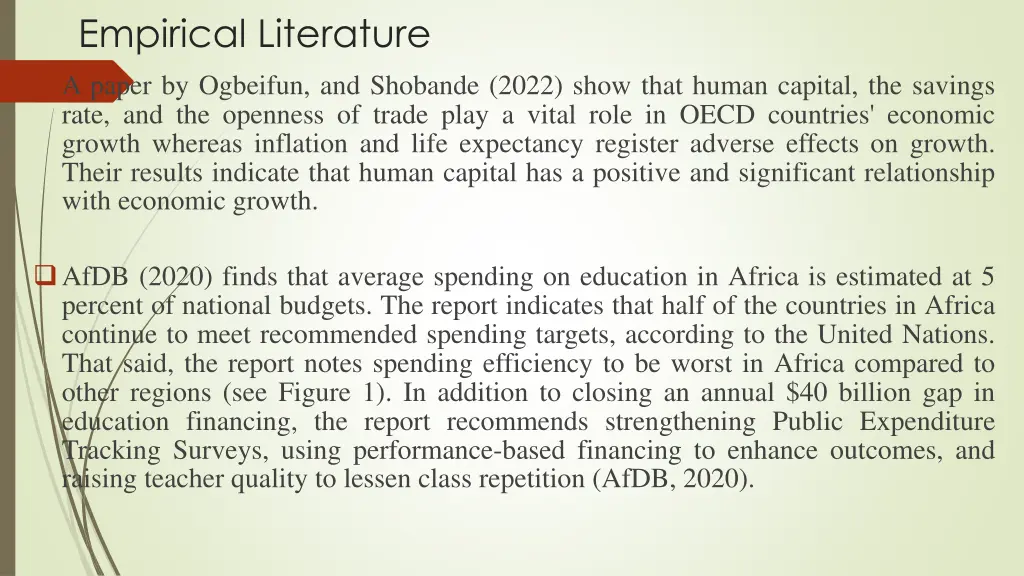 empirical literature a paper by ogbeifun