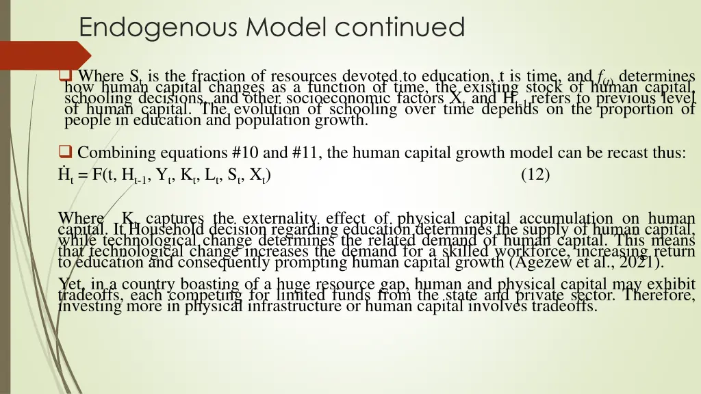 endogenous model continued